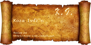 Koza Iván névjegykártya